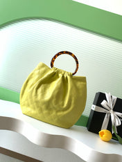 CHANEL 26S HAND BAG 32 IN LIME YELLOW LAMBSKIN GOLD HARDWARE
