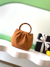 CHANEL 26S HAND BAG MEDIUM 24 IN CARAMEL BROWN SUEDE GOLD HARDWARE