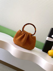 CHANEL 26S HAND BAG 12 IN CARAMEL BROWN SUEDE GOLD HARDWARE