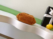 CHANEL 26S HAND BAG 12 IN CARAMEL BROWN SUEDE GOLD HARDWARE