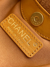 CHANEL 26S HAND BAG 12 IN CARAMEL BROWN SUEDE GOLD HARDWARE