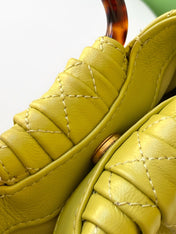 CHANEL 26S HAND BAG 12 IN LIME YELLOW LAMBSKIN GOLD HARDWARE