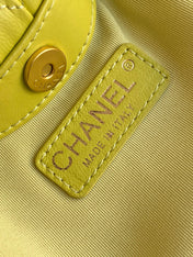 CHANEL 26S HAND BAG 12 IN LIME YELLOW LAMBSKIN GOLD HARDWARE