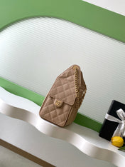 CHANEL 26S HOBO BAG 30 IN DARK BEIGE CAVIAR CALFSKIN GOLD HARDWARE