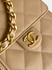 CHANEL 26S HOBO BAG 30 IN DARK BEIGE CAVIAR CALFSKIN GOLD HARDWARE