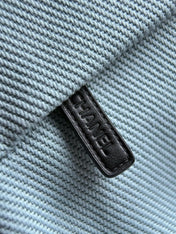 CHANEL 26S COCO BEACH SHOULDER BAG 32 IN LIGHT BLUE CANVAS WITH CALFSKIN STRAP