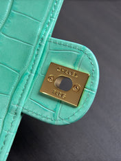 CHANEL 26S WALLET ON CHAIN 22 IN TIFFANY BLUE CROCODILE-EMBOSSED CALFSKIN GOLD HARDWARE