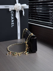 CHANEL 26S WALLET ON CHAIN 22 IN BLACK CROCODILE-EMBOSSED CALFSKIN GOLD HARDWARE