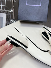 SL SQUARE BUCKLE SLINGBACK WHITE CALFSKIN