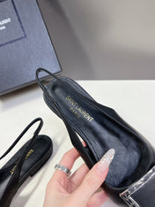 SL SQUARE BUCKLE SLINGBACK BLACK CALFSKIN