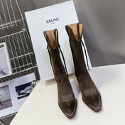 CELINE 25S HIGH CUT CHELSEA BOOTS 45MM IN DARK BROWN SUEDE