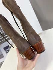 CELINE 25S HIGH CUT CHELSEA BOOTS 45MM IN DARK BROWN SUEDE