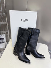 CELINE 25S HIGH CUT CHELSEA BOOTS 45MM IN BLACK CALFSKIN