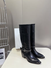 CELINE 25S BULKY LACED UP BOOTS 45MM IN BLACK CALFSKIN