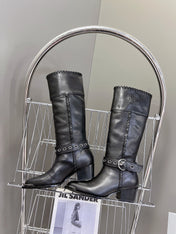 CELINE 25S BULKY LACED UP BOOTS 45MM IN BLACK CALFSKIN