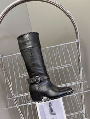 CELINE 25S BULKY LACED UP BOOTS 45MM IN BLACK CALFSKIN