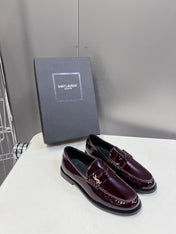 YSL 25S SAINT LAURENT LOAFERS IN BLACK CHERRY PATENT CALFSKIN