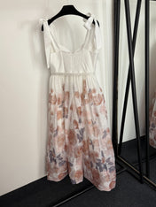 ZIMMERMANN 26S BOW-STRAP FLORAL MIDI DRESS 241