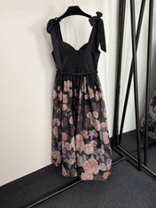ZIMMERMANN 26S BOW-STRAP FLORAL MIDI DRESS 240