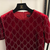 GUCCI 26S RHINESTONE VELVET DRESS 183