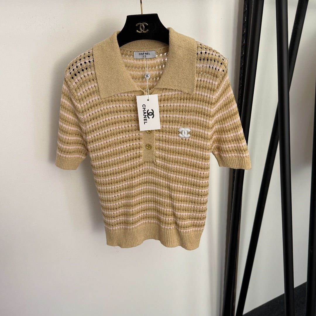 CHANEL 26S SHORT-SLEEVE KNIT POLO SHIRT 1004