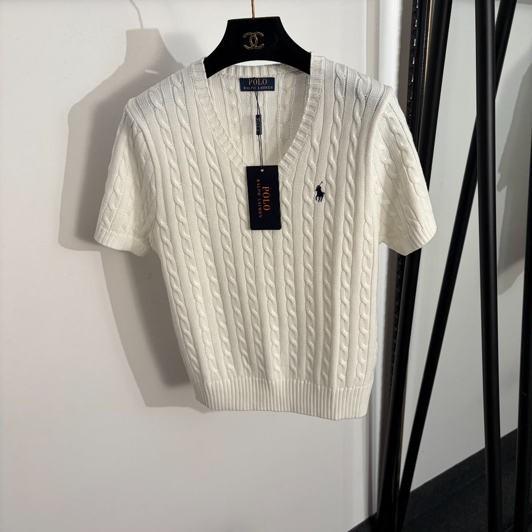 RALPH LAUREN 26S SHORT SLEEVE V-NECK KNIT TOP 321