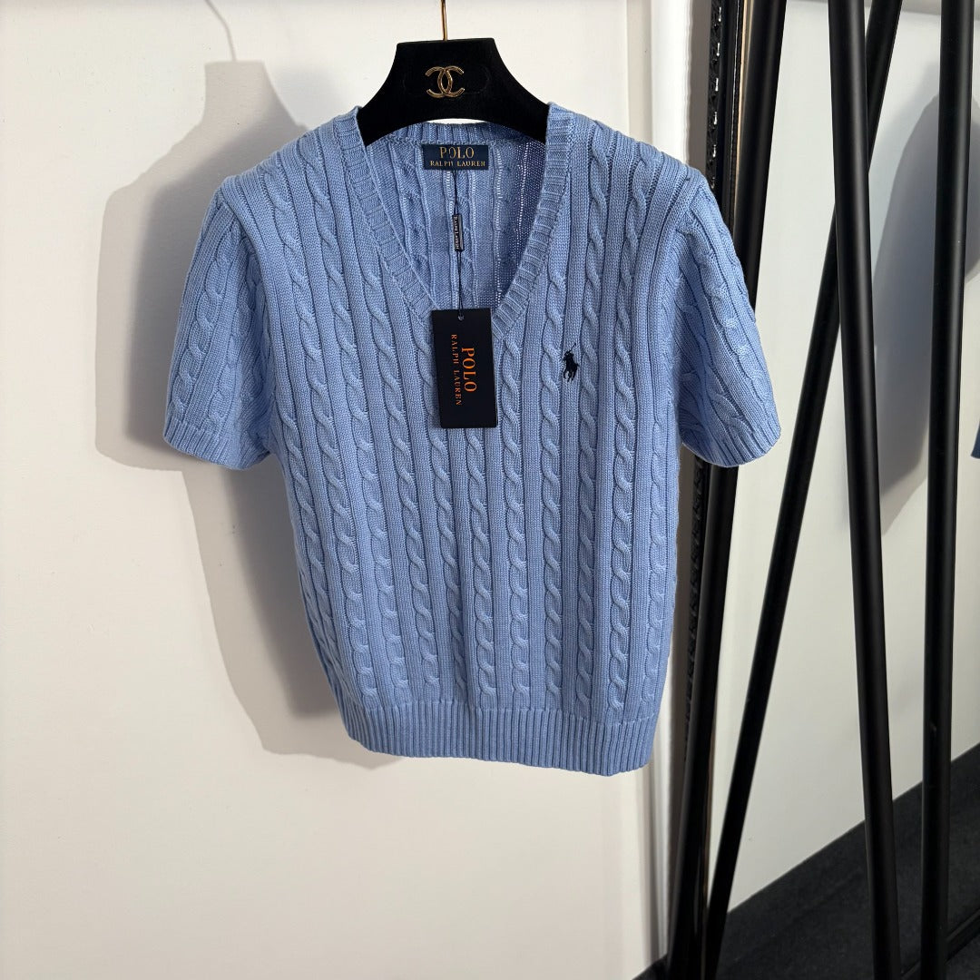 RALPH LAUREN 26S SHORT SLEEVE V-NECK KNIT TOP 325