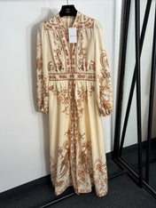 ZIMMERMANN 26S LONG-SLEEVE FLORAL MIDI DRESS 243