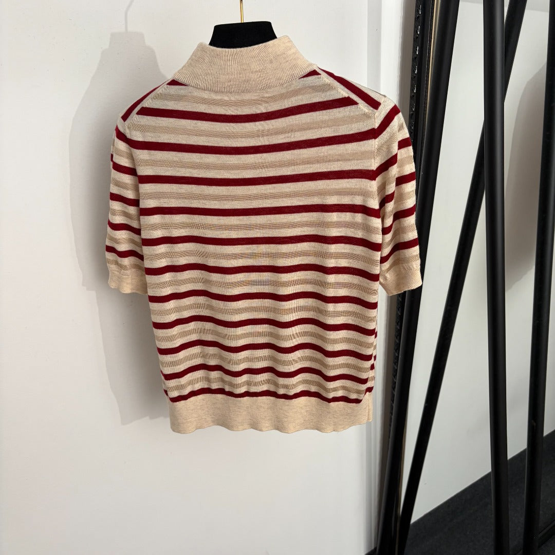 VALENTINO 26S SHORT-SLEEVE TURTLENECK KNIT TOP 436