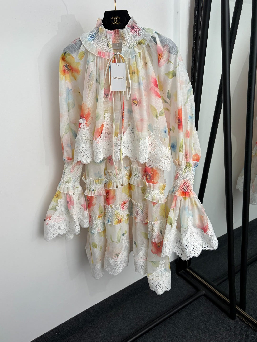 ZIMMERMANN 26S LACE-TRIM SMOCKED MINI DRESS 267