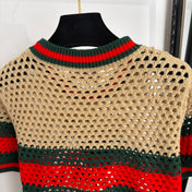 GUCCI 26S SHORT-SLEEVE OPEN-KNIT SWEATER 386