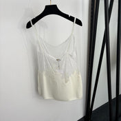 CHANEL 26S LACE-TRIM KNIT CAMI TOP 1489
