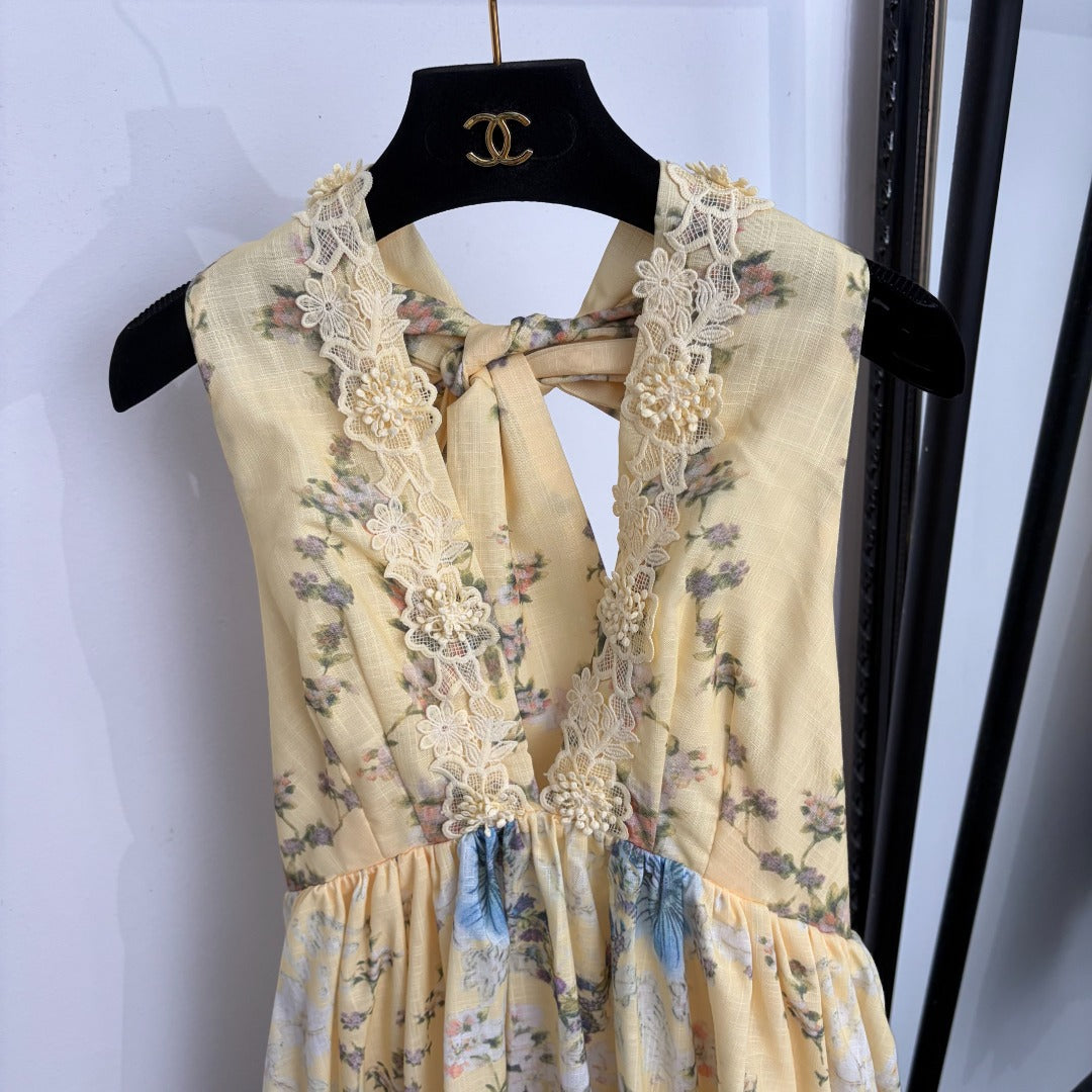 ZIMMERMANN 26S LACE-TRIM FLORAL MINI DRESS 286