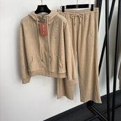 LORO PIANA 26S ZIP-UP HOODIE WIDE-LEG PANTS SET 1000