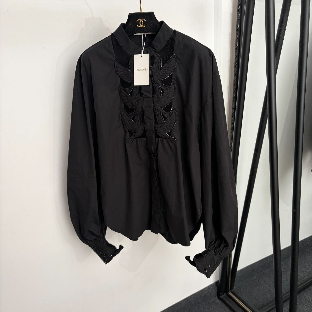 ZIMMERMANN 26S EMBROIDERED LONG-SLEEVE SHIRT 229
