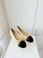 BALLET FLAT IN LIGHT YELLOW MIX BLACK SUEDE