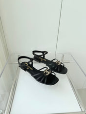 FLAT SANDALS 1 CM IN BLACK LAMBSKIN