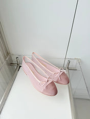 CHANEL 26S BALLET FLATS IN LIGHT PINK MESH TOE CAP AND BOW