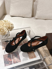 ALAIA 25S BALLET TECKEL IN BLACK SUEDE