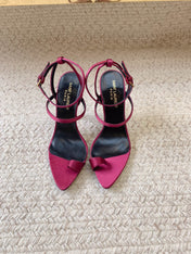 HIGH FLIP FLOPS SANDAL WITH STRAP IN HOT PINK SILK