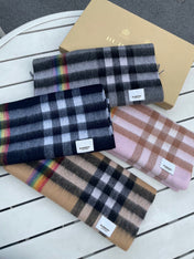 CHECK SCARF 200 CM IN LIGHT PINK MIX CAMEL BROWN CASHMERE 394750
