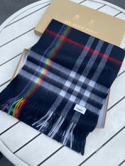 CHECK SCARF 200 CM IN BLACK MIX DOVE GRAY CASHMERE 394751