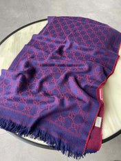 SCARF 180 CM IN VIOLET PURPLE GG PATTERN MONOGRAM WOOL 407526