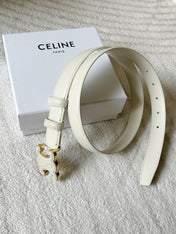 TRIOMPHE BELT 24MM IN WHITE CALFSKIN WITH LEATHER BUCKLE