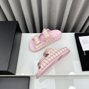 dad sandals pink white mules