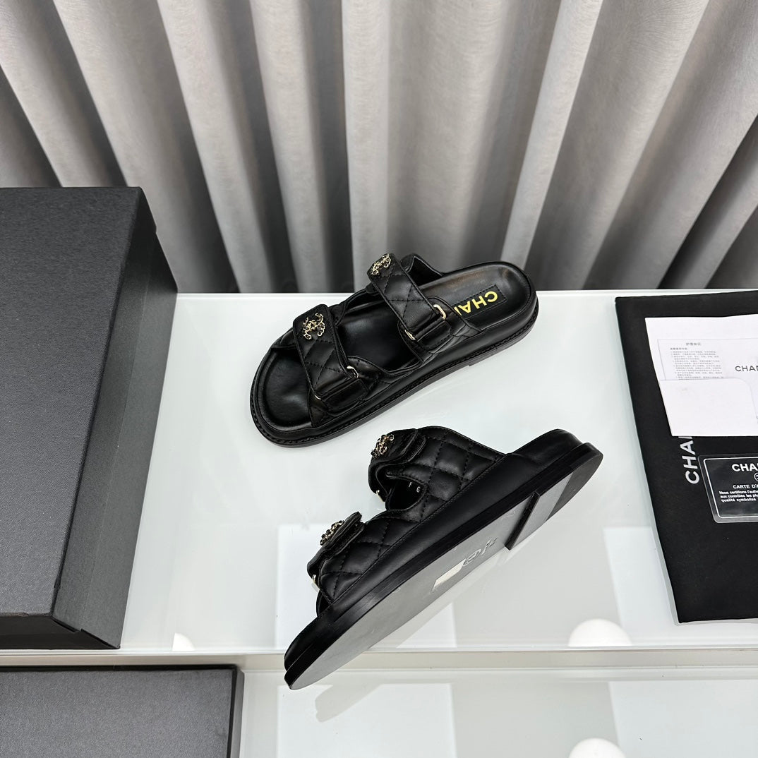 DAD SANDALS BLACK PATENT INTERWOVEN LEATHER CC