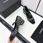CC MARY JANE IN BLACK SEQUINS AND VELVET