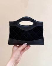 25S CHANEL MINI SHOPPING BAG 20 IN BLACK SUEDE CALFSKIN
