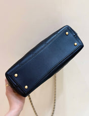 CHANEL 25S MEDIUM FLAP BAG 28 IN BLACK CALFSKIN GOLD HARDWARE