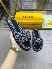 FF Feel 10 Black Grey FF jacquard Slide
